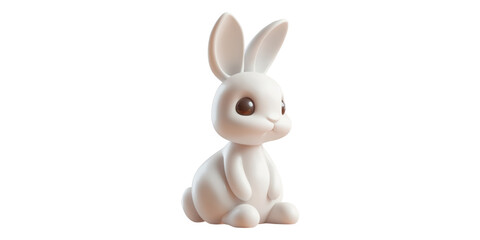 Obraz premium White rabbit sculpture isolated on transparent background