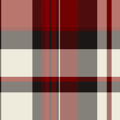 Turkish fabric textile plaid, sewing seamless pattern vector. Chinese new year tartan texture background check in red and grey colors.