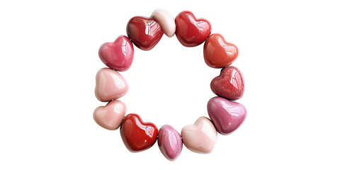Obraz premium Heart-shaped stones in a circle isolated on transparent background