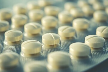 the person using drug overdoses lying on the table. close up on pills, Generative AI