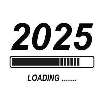 Happy new year 2025 loding bar .Adobe Illustrator Artwork.in white  background .icon