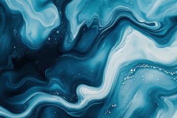 Obraz premium Abstract Blue Swirls in Fluid Art