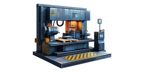 Fototapeta premium Industrial machine with control panel isolated on transparent background