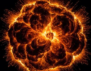 Fototapeta premium burning fire explosion flames sparkles isolated on black background