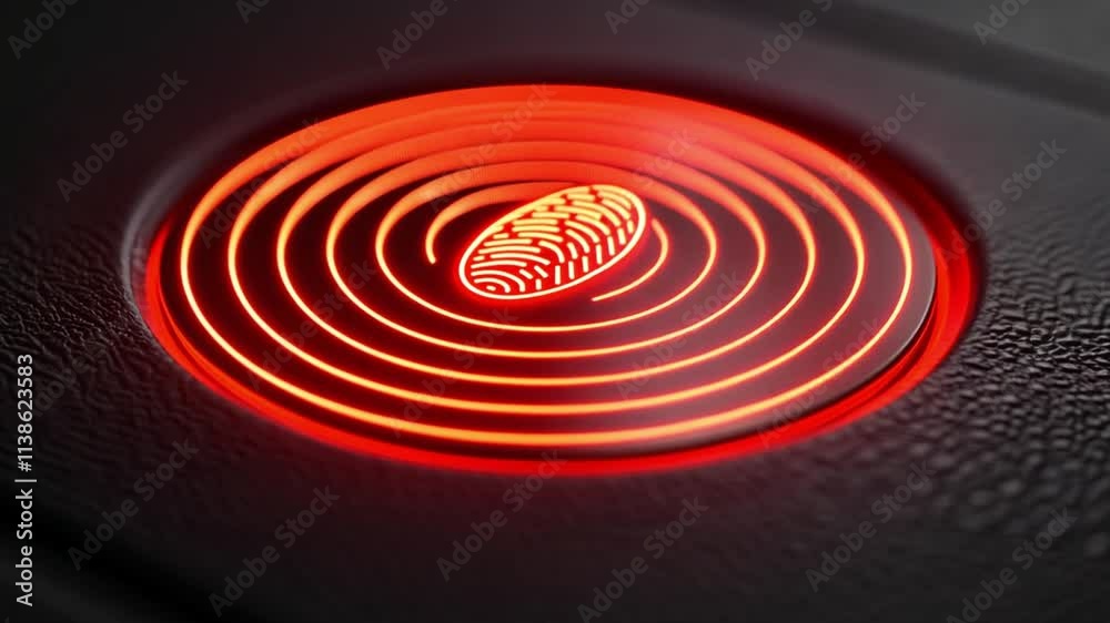 Aufkleber This fingerprint scanner with illuminated red design highlights security in a smart home environment.