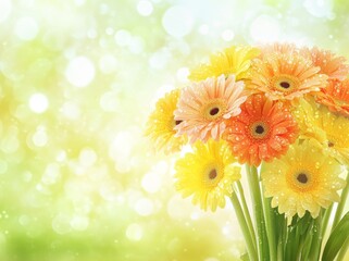 A beautiful close-up of gerbera flowers designed for a woman's Mother's Day greeting card