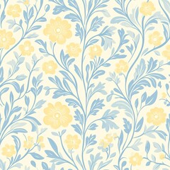Seamlessly integrated watercolor pattern of hand-drawn, small blue and white flowers showcasing beautiful blossoms.