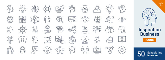 Inspiration icons Pixel perfect. brain, idea, solution, ...	

