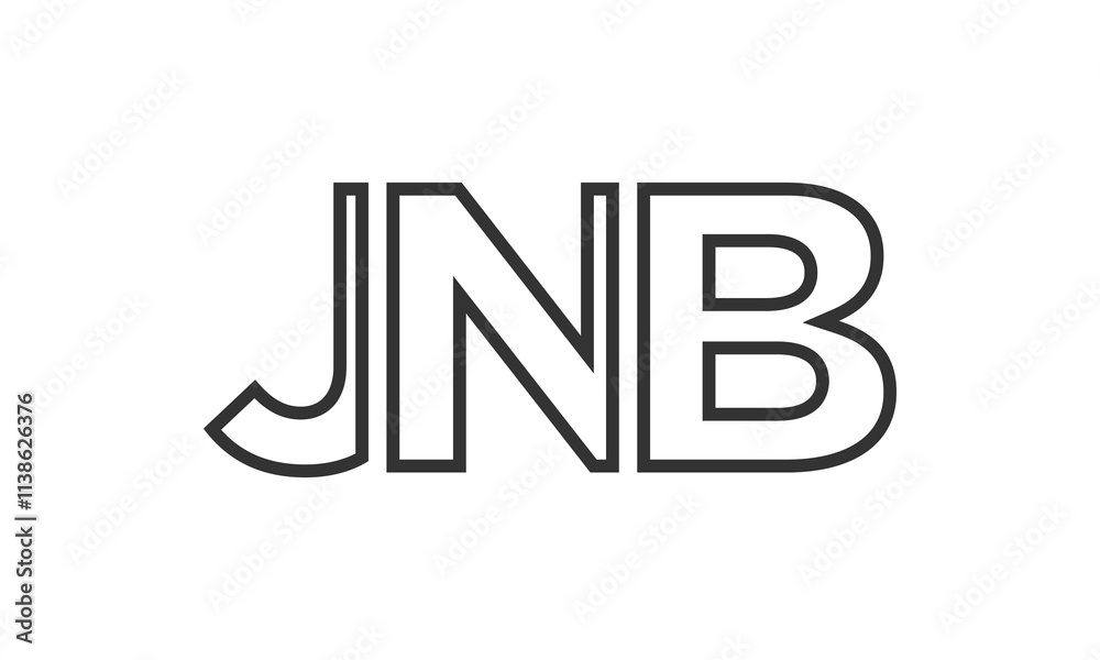 Fototapete JNB logo design template with strong and modern bold text. Initial based vector logotype featuring simple and minimal typography. Trendy company identity.