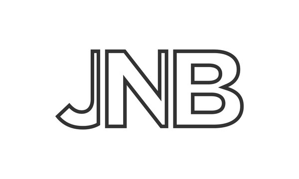 JNB logo design template with strong and modern bold text. Initial based vector logotype featuring simple and minimal typography. Trendy company identity.
