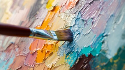 Obraz premium Brush strokes textured paint, vivid palette.