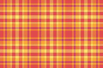 Spring pattern check texture, image vector tartan fabric. Fade textile plaid seamless background in red and amber colors.
