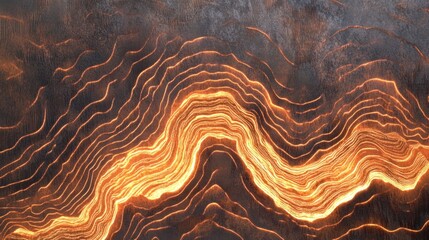 Obraz premium Abstract fiery orange lines on dark brown textured background.