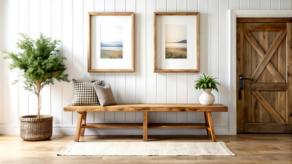 White wooden wardrobe in scandinavian style interior design of modern bedroom.
