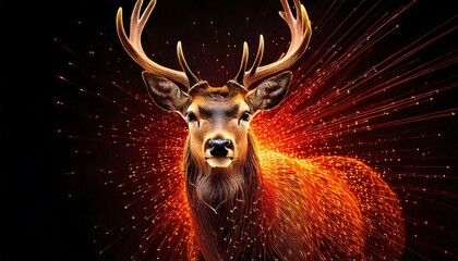  A deer visualized through Quantum Particle Acceleration, with subatomic particles streaming