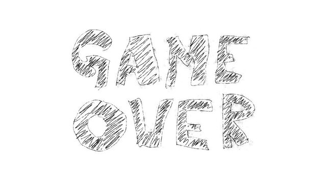 game over doodle text on white background video