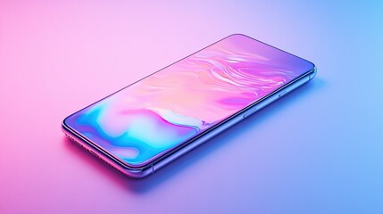 Smartphone with vibrant abstract display.