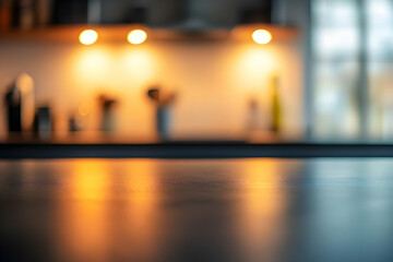 Sleek kitchen countertop design paired with a blurred minimalist backgroundhigh quailty image
