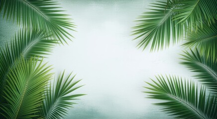 Fototapeta premium Many palm leaves that are hanging from the ceiling, space for text