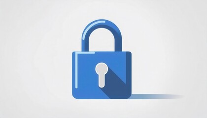 Fototapeta premium Modern Blue 3D Padlock Icon with Keyhole for Cybersecurity, Data Protection, and Online Privacy Concepts. Ideal for Website Security, Encryption Systems, and Digital Safe Lock Visuals