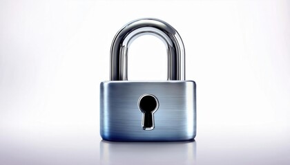 Naklejka premium Close-Up of a Modern Metallic Padlock with Keyhole. Concept of Security, Protection, Safety, Privacy, and Access Control Solutions for Homes, Offices, and Industrial Applications