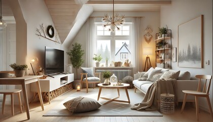 Fototapeta premium Contemporary Space with Large Wall Art
