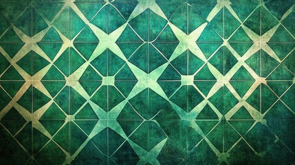 Abstract teal geometric tile pattern background.