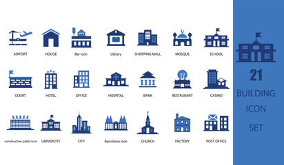 building icon set of 21