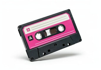 Fototapeta premium Vintage pink cassette tape with blank label for music recording
