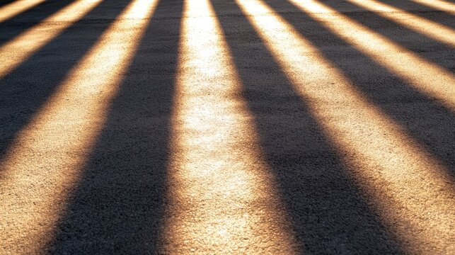 Parallel lines of light and shadow cast on a textured surface, creating a striped pattern