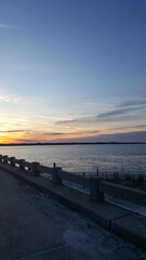 Obraz premium Sunset, beach, roads, road trip, sky and nature.