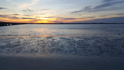 Sunset, beach, roads, road trip, sky and nature.