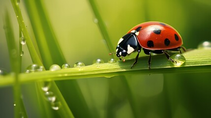 Fototapeta premium Ladybug On A Blade Of Grass