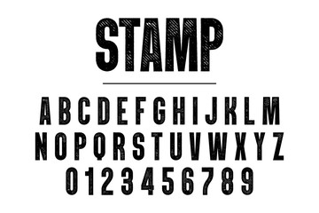 Stamp college font. Vintage sport font in american style for football, baseball or basketball logos and t-shirt. Athletic department typeface, varsity style font. Vector