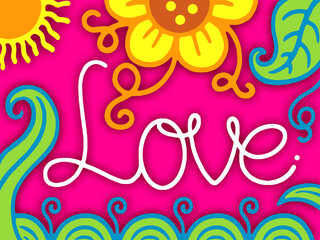 Graphic design depicting love with decorated background