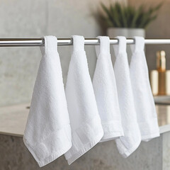 Soft White Bath Towels Hanging Bathroom Luxury Hotel Spa Clean
