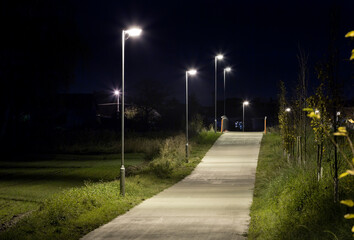 bicycle path with modern LED lighting