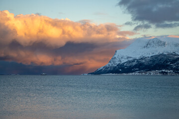 Colorful sunrise at the norwegian country, Norway