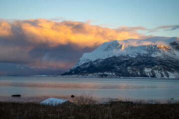 Colorful sunrise at the norwegian country, Norway