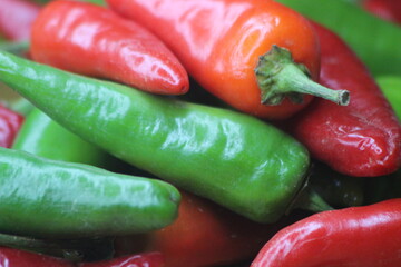 Green and Red Peppers Close Up