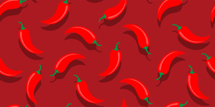 Vector seamless pattern of chilli pepper in vintage style