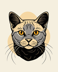 Obraz premium Stylized Illustration of a British Shorthair Cat with Golden Eyes