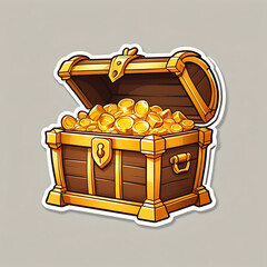 treasure chest sticker icon illustration for adventure designs