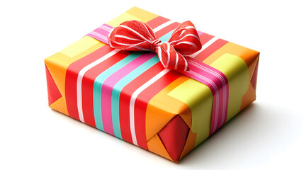 Obraz premium gift box with ribbon and colorful stripes