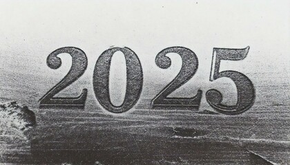 "2025" poster black and white