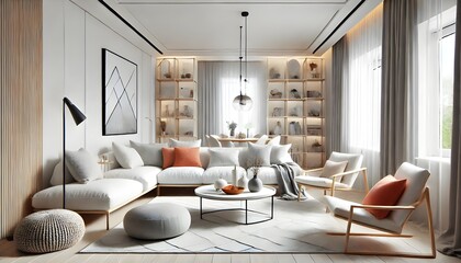 Cozy Sectional Sofa with Decorative Shelves