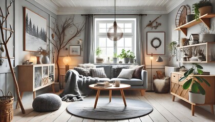 Contemporary Living Room with Large Windows