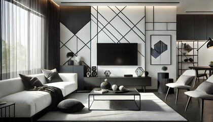 Modern Black and White Living Room
