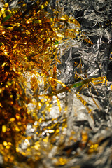 shiny metallic crinkled gold and silver party background