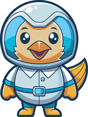 Duck astronaut vector art illustration file . 
